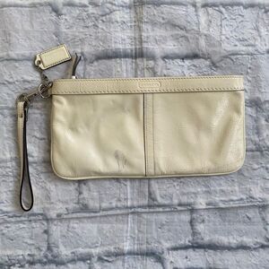 Coach wristlet zipper close clutch purse white 10.5”x5.5”